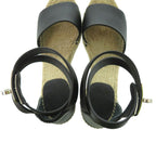 Hermes Tipoli Espadrilles Kelly Strap Wedge Sole Leather Black Silver Hardware — view 7