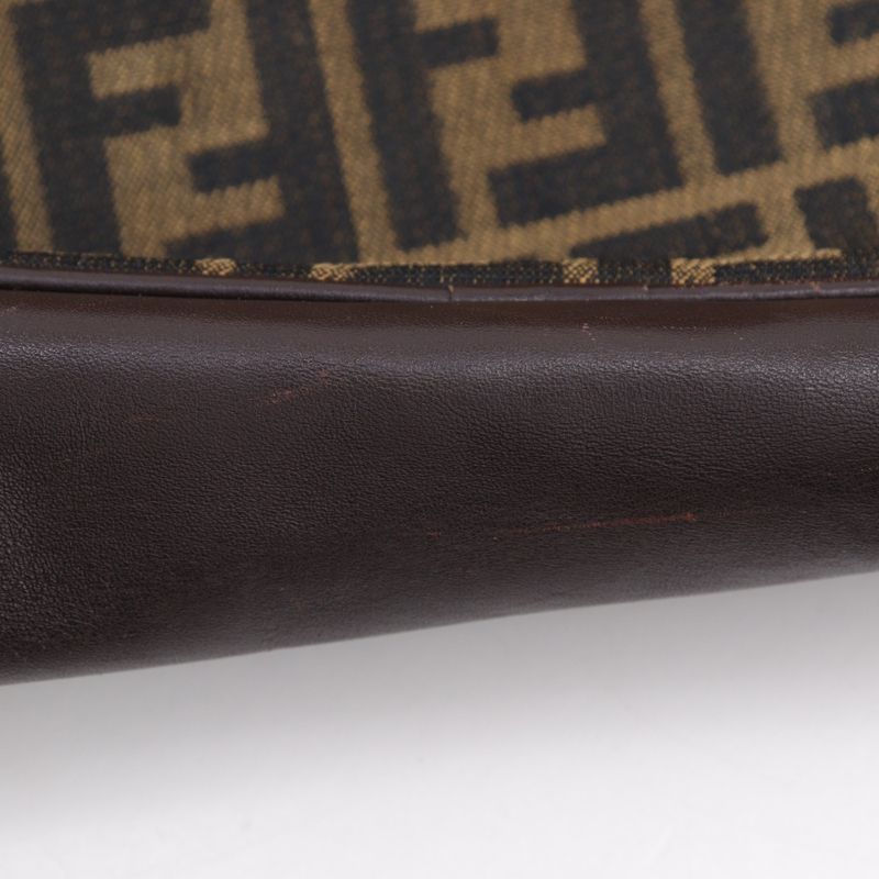 Fendi Zucca Nylon Canvas Leather Brown Shoulder Bag — view 7