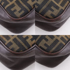 Fendi Zucca Nylon Canvas Leather Brown Shoulder Bag — view 4