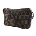 Fendi Zucca Nylon Canvas Leather Brown Shoulder Bag — view 2