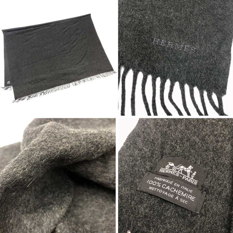 Hermes Super Large Cashmere Shawl Blanket Gray — view 3