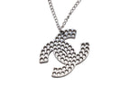 Chanel CC Logo Perforated Necklace Metal Silver — view 2