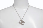 Chanel CC Logo Perforated Necklace Metal Silver — view 8