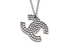 Chanel CC Logo Perforated Necklace Metal Silver — view 3