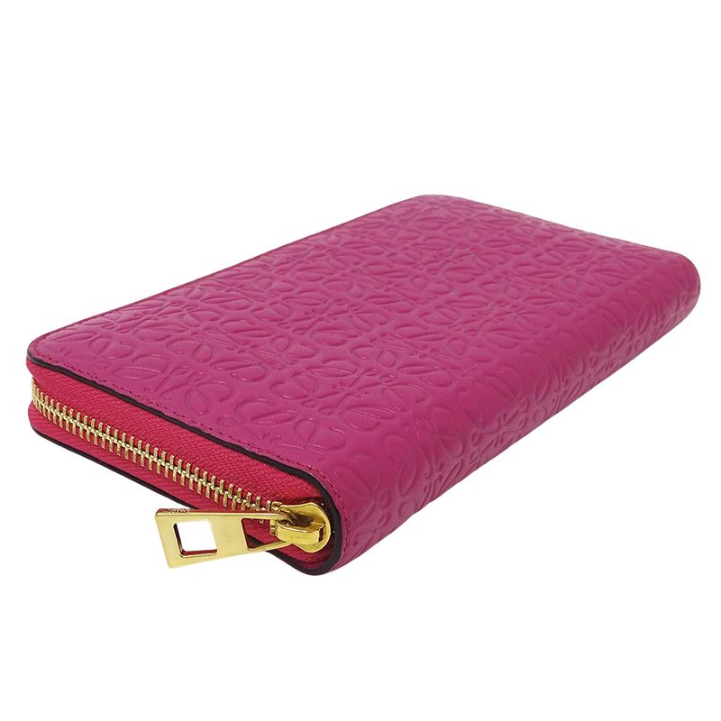 Loewe Wallet Long Repeat Leather Magenta Pink Round Zipper — view 3