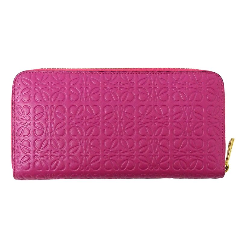 Loewe Wallet Long Repeat Leather Magenta Pink Round Zipper — view 2
