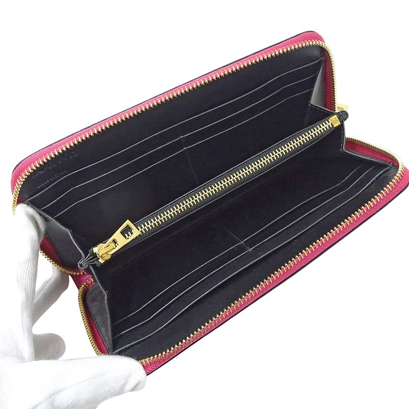 Loewe Wallet Long Repeat Leather Magenta Pink Round Zipper — view 4