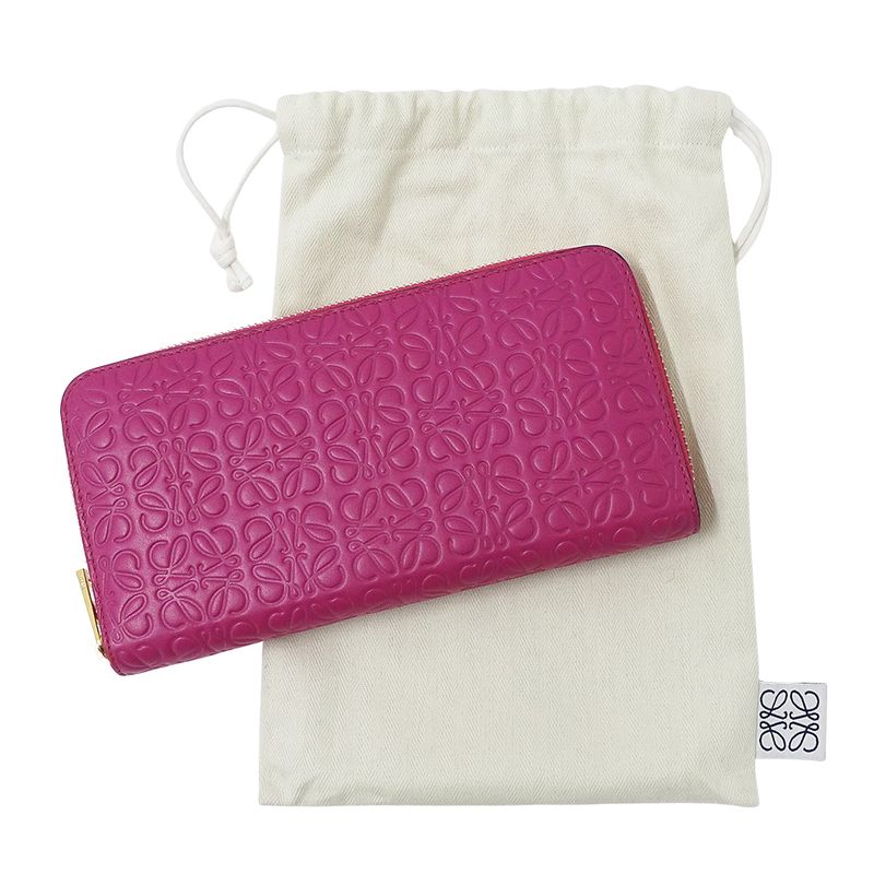 Loewe Wallet Long Repeat Leather Magenta Pink Round Zipper — view 6