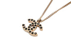 Chanel CC Logo Necklace 01 43.5 Metal Rhinestone Gold Black — view 4