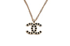 Chanel CC Logo Necklace 01 43.5 Metal Rhinestone Gold Black — view 2