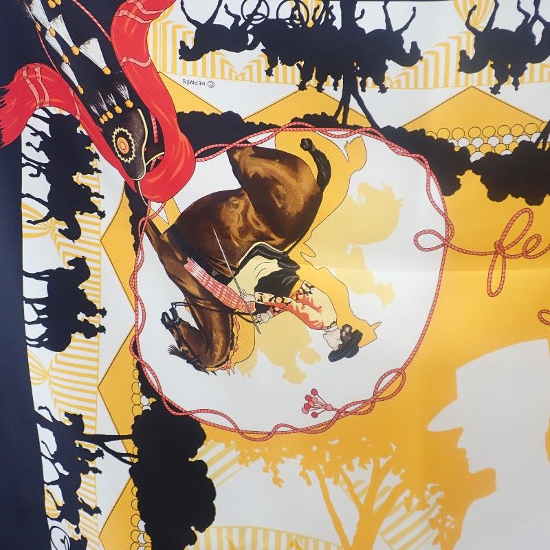 Hermes Carre 90 Ferea De Levlla Scarf Silk Black Yellow — view 2