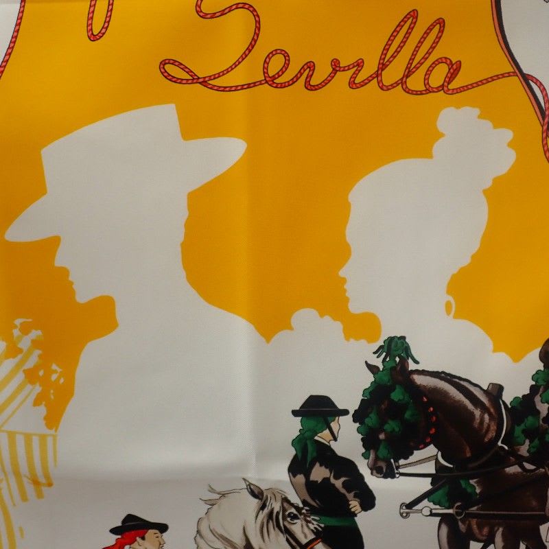 Hermes Carre 90 Ferea De Levlla Scarf Silk Black Yellow — view 8