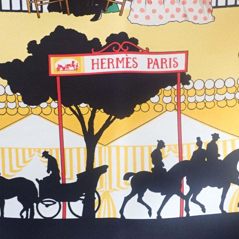 Hermes Carre 90 Ferea De Levlla Scarf Silk Black Yellow — view 6