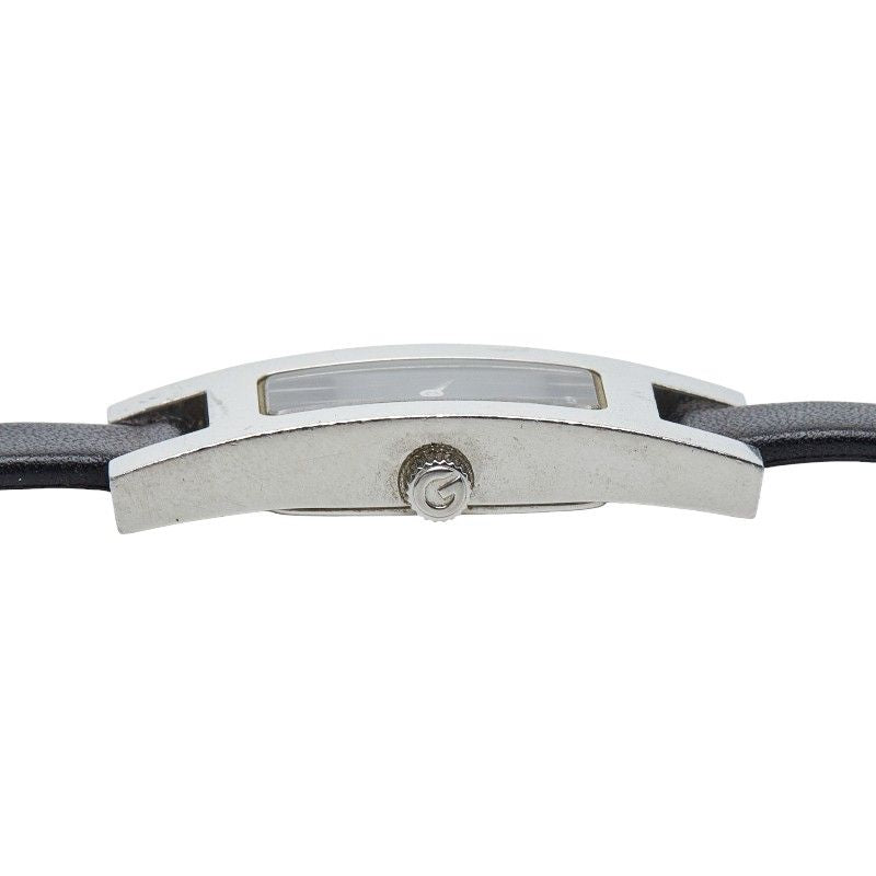 Gucci 3900 L Silver Black Stainless Steel Leather — view 5