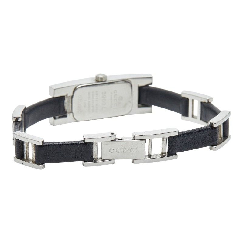 Gucci 3900 L Silver Black Stainless Steel Leather — view 3