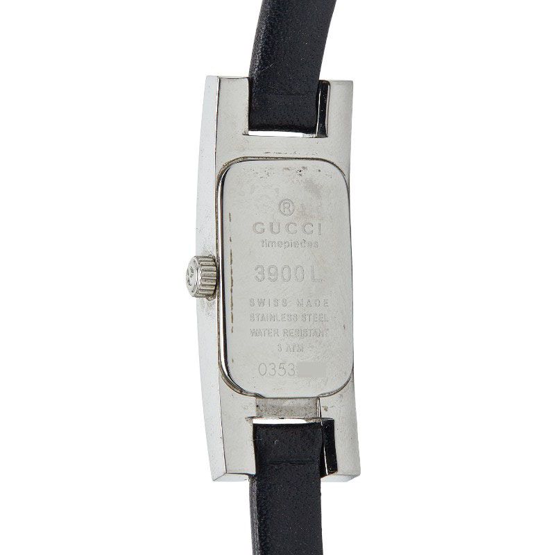 Gucci 3900 L Silver Black Stainless Steel Leather — view 4
