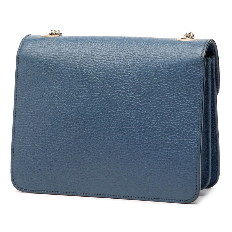 Gucci Interlocking G Chain Shoulder Bag Blue Leather — view 2