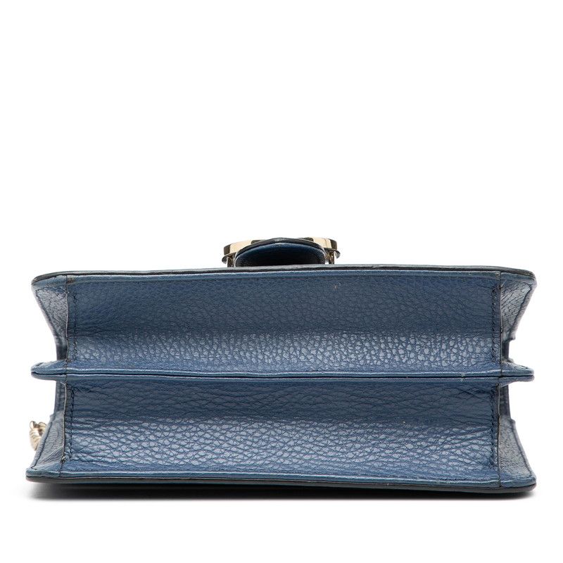 Gucci Interlocking G Chain Shoulder Bag Blue Leather — view 3