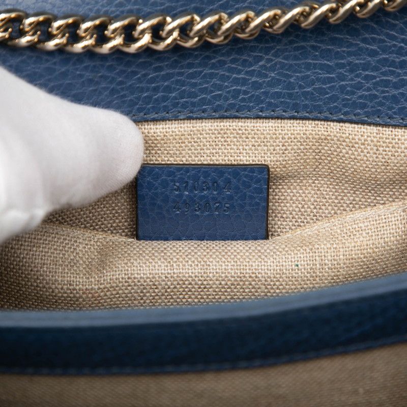 Gucci Interlocking G Chain Shoulder Bag Blue Leather — view 7