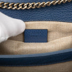 Gucci Interlocking G Chain Shoulder Bag Blue Leather — view 7