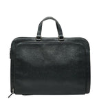 Prada Triangle Logo Plate Handbag Business Bag Black Saffiano Leather — view 2