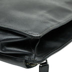 Prada Triangle Logo Plate Handbag Business Bag Black Saffiano Leather — view 6