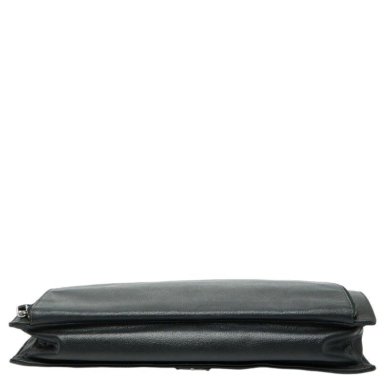 Prada Triangle Logo Plate Handbag Business Bag Black Saffiano Leather — view 3