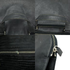 Prada Triangle Logo Plate Handbag Business Bag Black Saffiano Leather — view 9