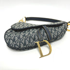 Christian Dior Trotter Oblique Saddle Bag Canvas Leather Navy — view 4