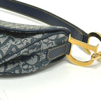 Christian Dior Trotter Oblique Saddle Bag Canvas Leather Navy — view 5