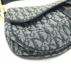 Christian Dior Trotter Oblique Saddle Bag Canvas Leather Navy — view 6