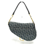 Christian Dior Trotter Oblique Saddle Bag Canvas Leather Navy — view 3