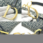 Christian Dior Trotter Oblique Saddle Bag Canvas Leather Navy — view 7