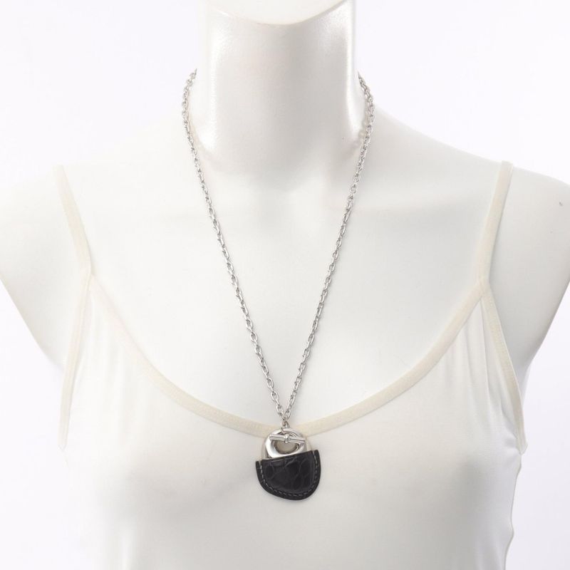 Hermes Necklace Gale Gene Stainless Steel Leather — view 7