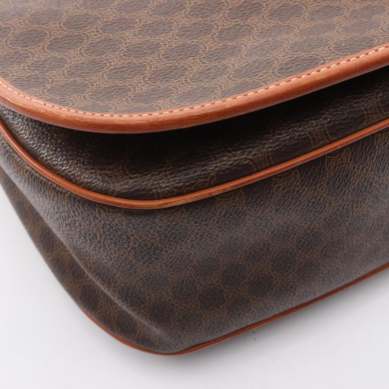 Celine Shoulder Bag Macadam Dark Brown Leather — view 8