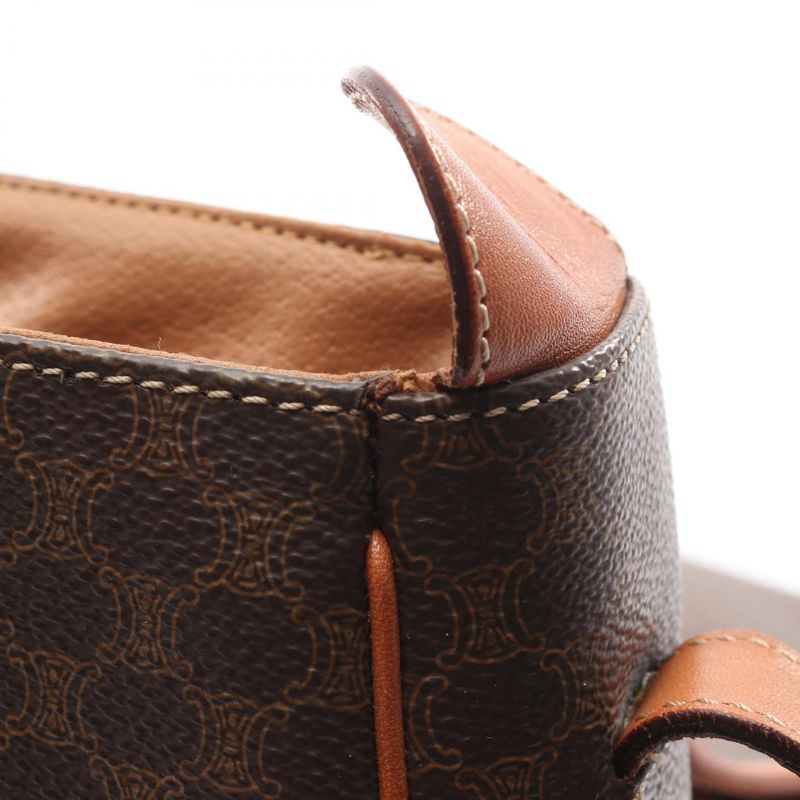 Celine Shoulder Bag Macadam Dark Brown Leather — view 9