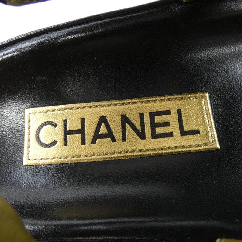 Chanel Size 37 Lambskin Khaki Sandals — view 6