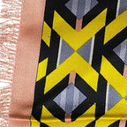 Fendi Scarf Shawl Accessory Large Allover Pattern Silk Wool Yellow Pink — view 9