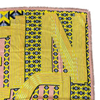 Fendi Scarf Shawl Accessory Large Allover Pattern Silk Wool Yellow Pink — view 2