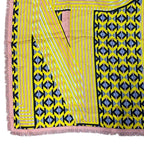 Fendi Scarf Shawl Accessory Large Allover Pattern Silk Wool Yellow Pink — view 5