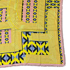 Fendi Scarf Shawl Accessory Large Allover Pattern Silk Wool Yellow Pink — view 3