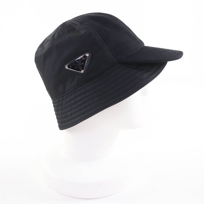 Prada 2 Hc281 Triangle Logo Re-nylon Bucket Hat Black — view 5