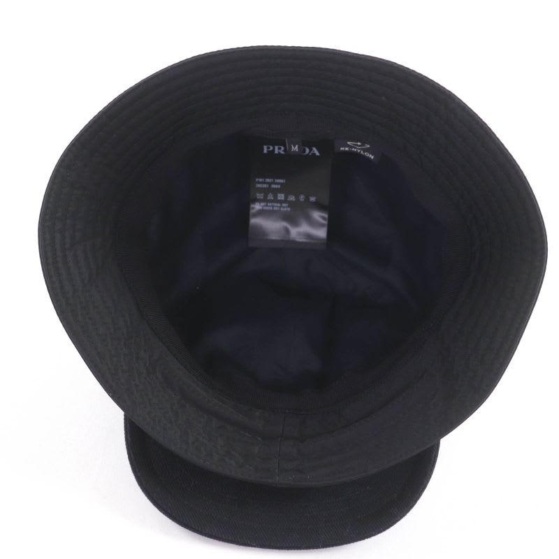 Prada 2 Hc281 Triangle Logo Re-nylon Bucket Hat Black — view 6
