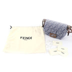 Fendi 2025 8 Bs105 Mamma Baguette Small Denim Zucca Pattern FF Hand Shoulder Bag Gray