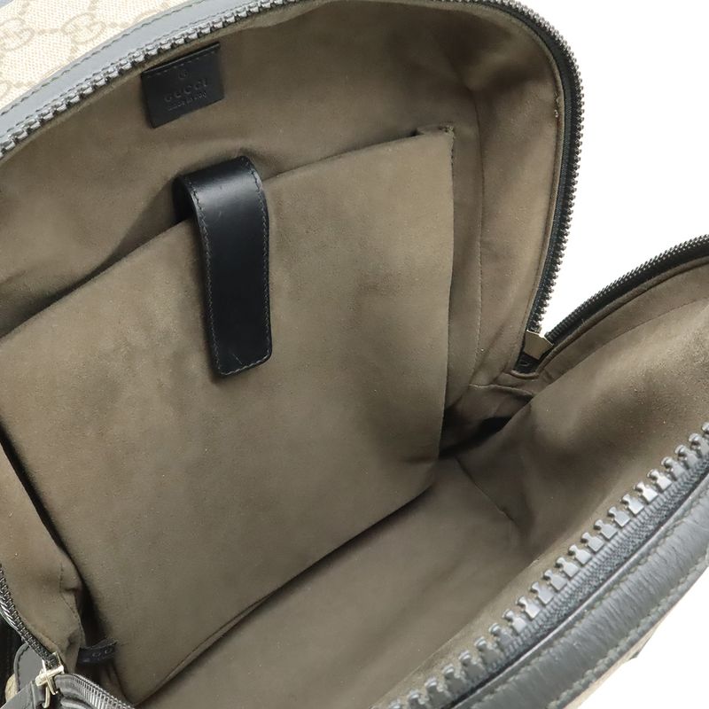 Gucci GG Supreme Backpack Rucksack Sac Daypack Leather Beige Black Silver — view 6