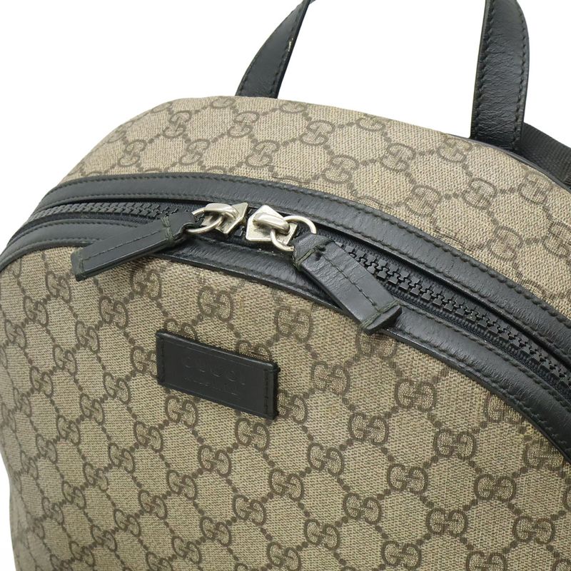 Gucci GG Supreme Backpack Rucksack Sac Daypack Leather Beige Black Silver — view 5