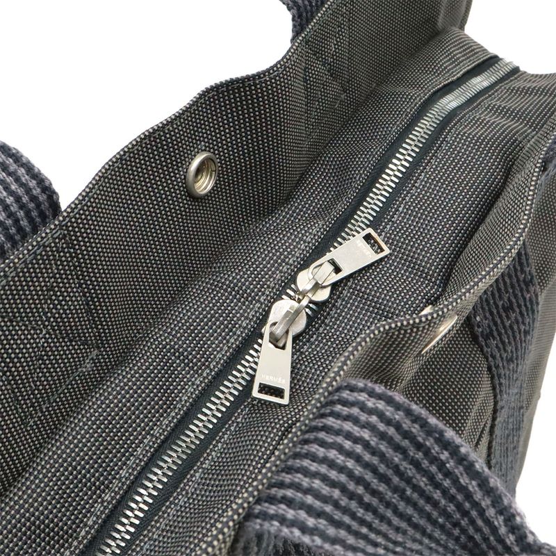 Hermes Her Line Tote MM Bag Handbag Canvas Gray Black Silver Hardware New — view 6