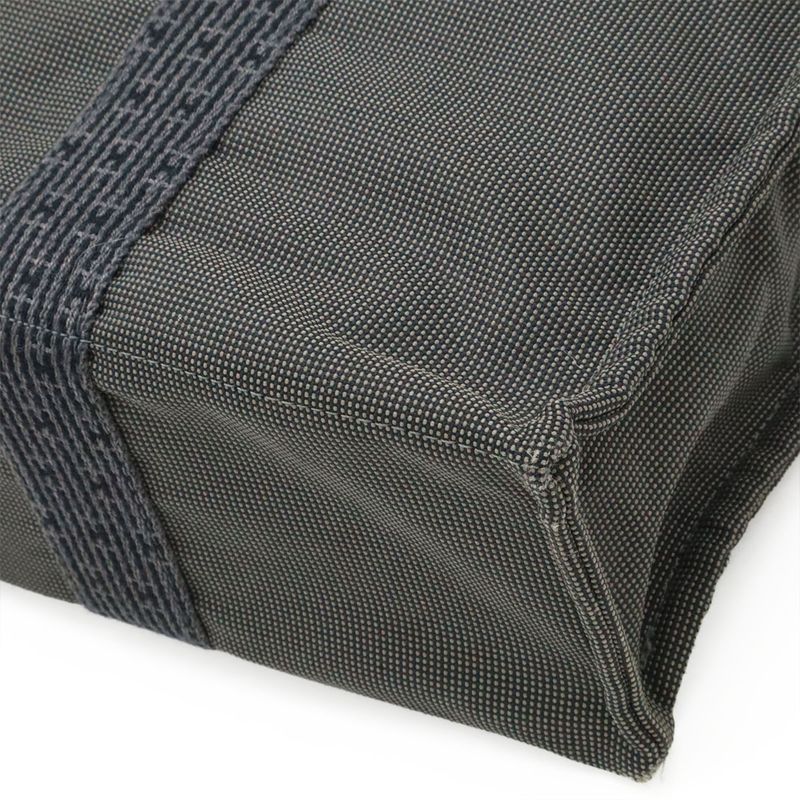 Hermes Her Line Tote MM Bag Handbag Canvas Gray Black Silver Hardware New — view 3