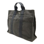 Hermes Her Line Tote MM Bag Handbag Canvas Gray Black Silver Hardware New — view 2