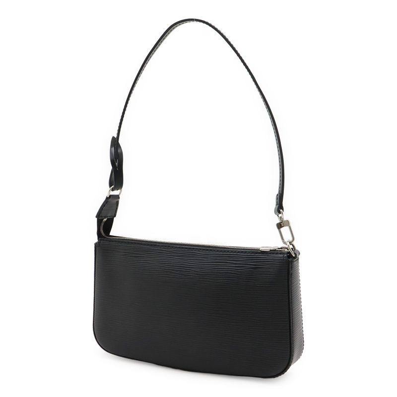 Louis Vuitton Epi Pochette Accessory Pouch Handbag Noir Black Silver Hardware — view 2